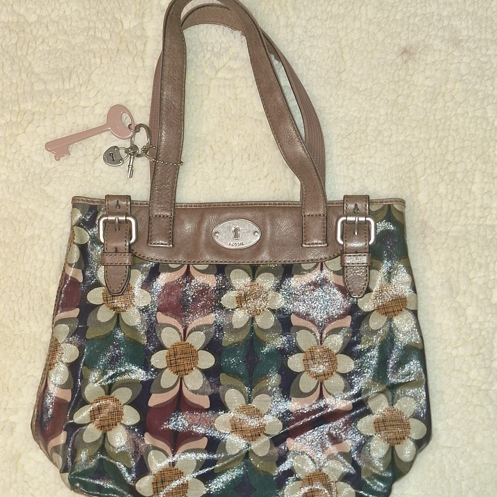 VINTAGE FOSSIL Key-Per Floral Handbag - Picture 3 of 15